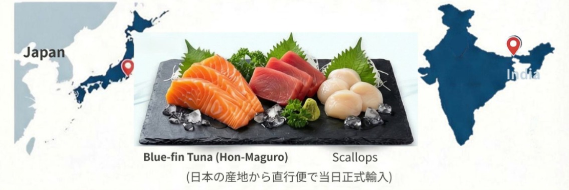 Direct flights from Japanese origin to India — bluefin tuna, salmon and scallops shipped Japan to India